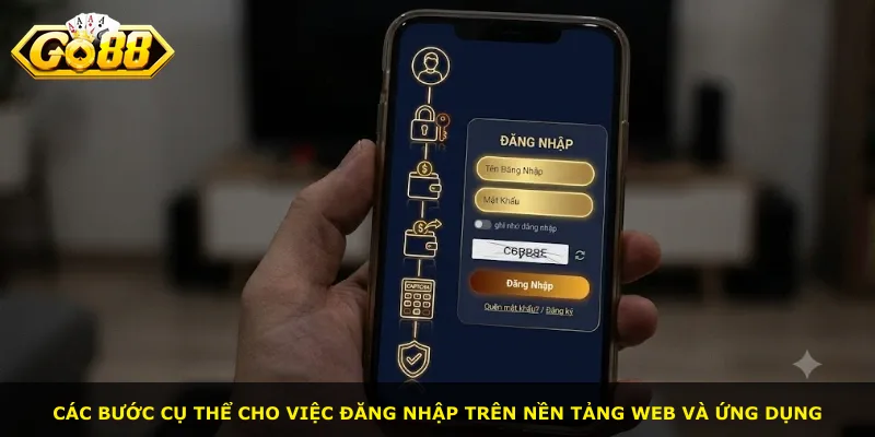 Các bước cụ thể cho việc đăng nhập trên nền tảng web và ứng dụng