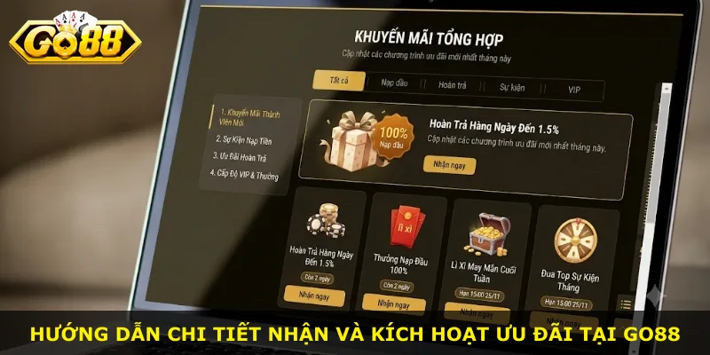 Hướng dẫn chi tiết nhận và kích hoạt ưu đãi tại Go88