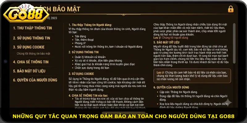 Những quy tắc quan trọng đảm bảo an toàn cho người dùng tại Go88