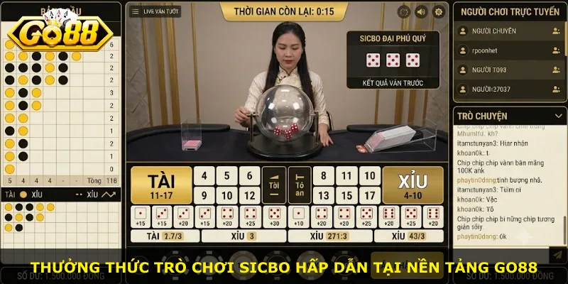 Thưởng thức trò chơi Sicbo hấp dẫn tại nền tảng Go88
